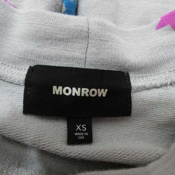 Monrow Women's XS Star Print Boyfriend Sweatshirt Cotton Blend Pullover Multi - Picture 7 of 9